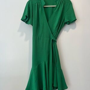 Elegant Green Wrap Dress